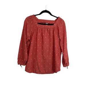 Old Navy Rust Blouse with White Dots